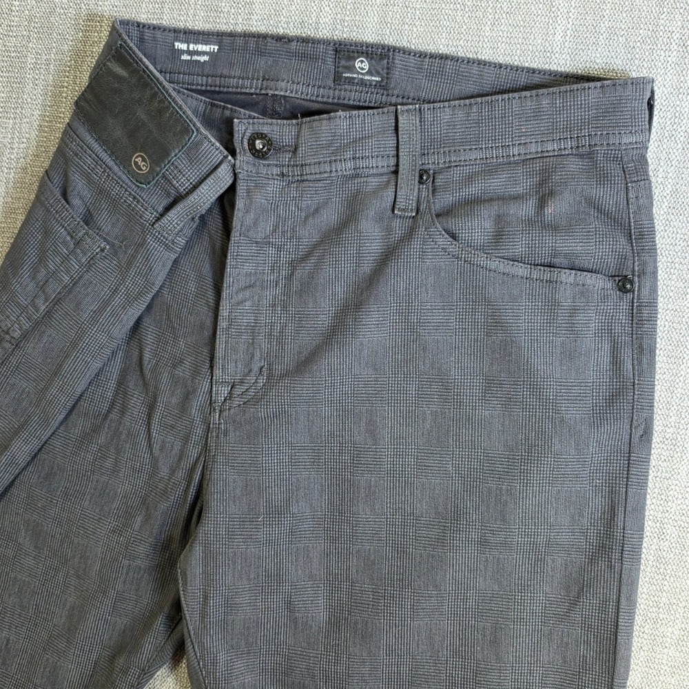 AG The Everett Slim Straight Mens 38/29" Grey Glen Plaid Stretch Pants